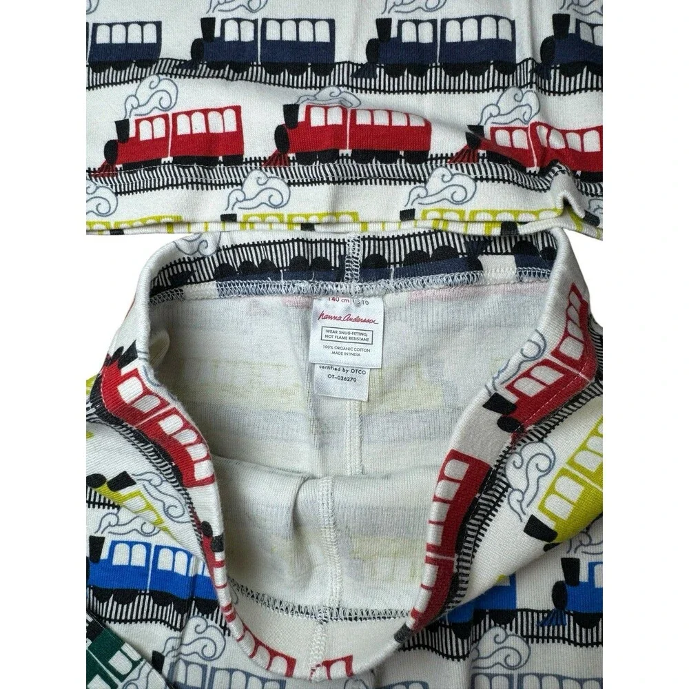 Hanna Andersson 2-Piece Organic Cotton Long Sleeve Train Pajama Set Size 10